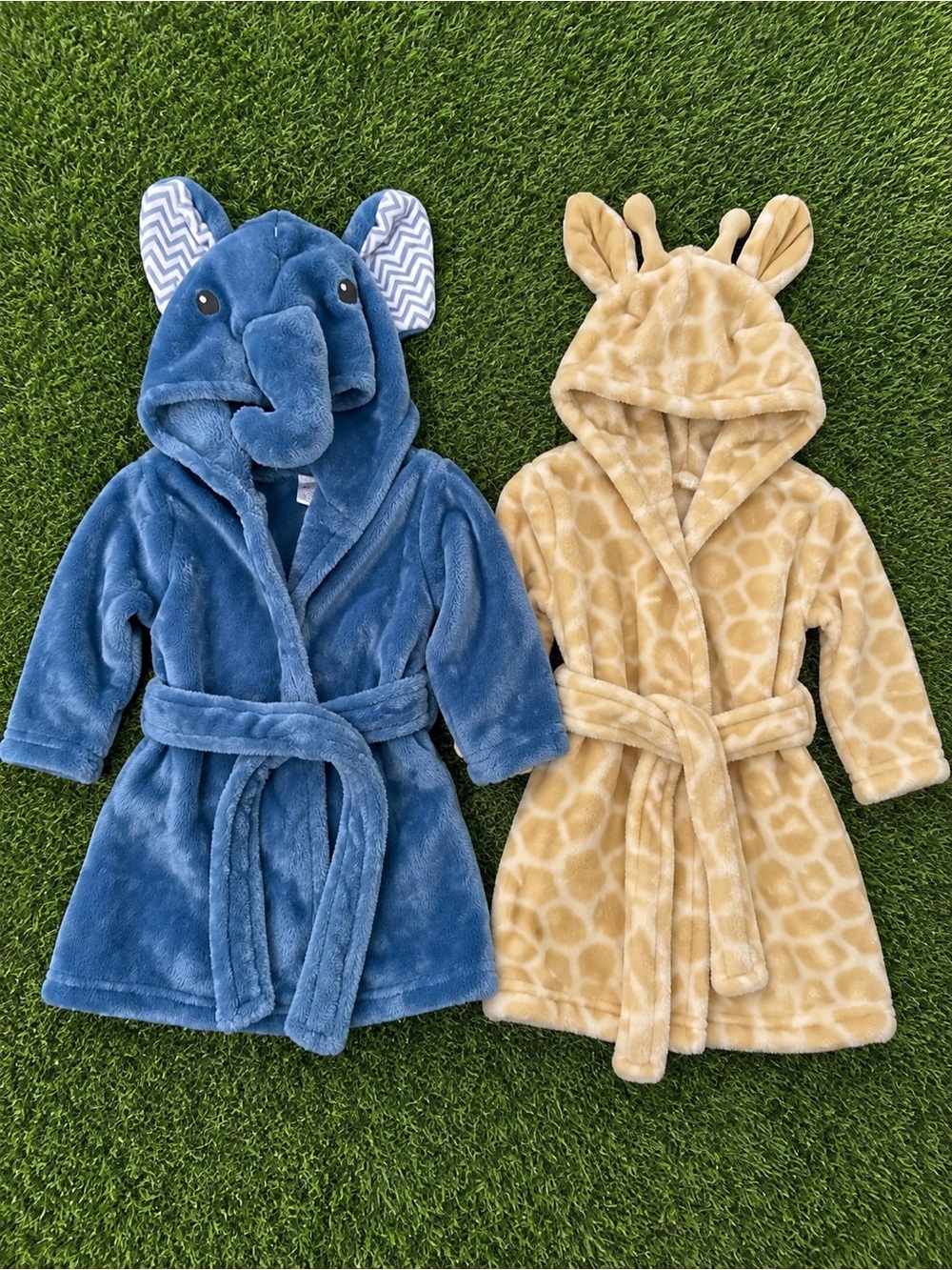 Kids Plush Animal Hooded Bathrobe - Blue Elephant